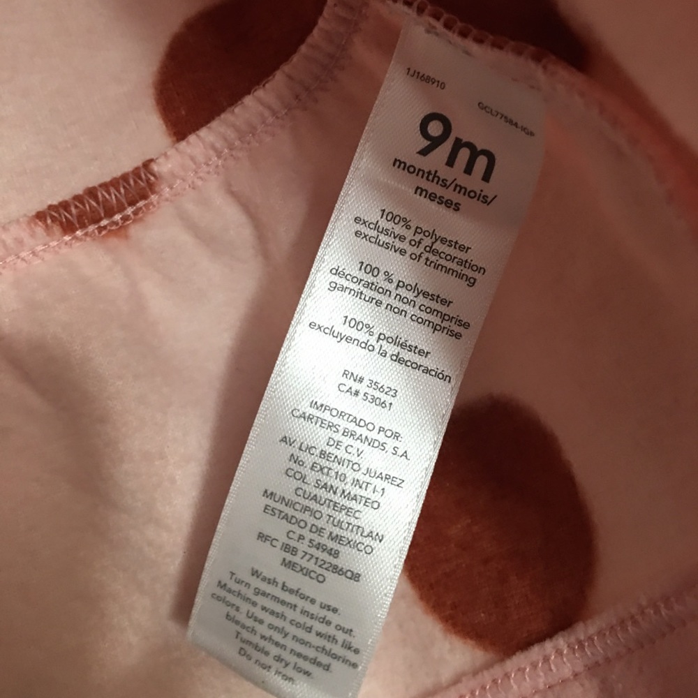 Carter's Baby Girl Lightweight Fleece Peplum Jacket 9M Pink multi Polka dot New - Picture 7 of 10